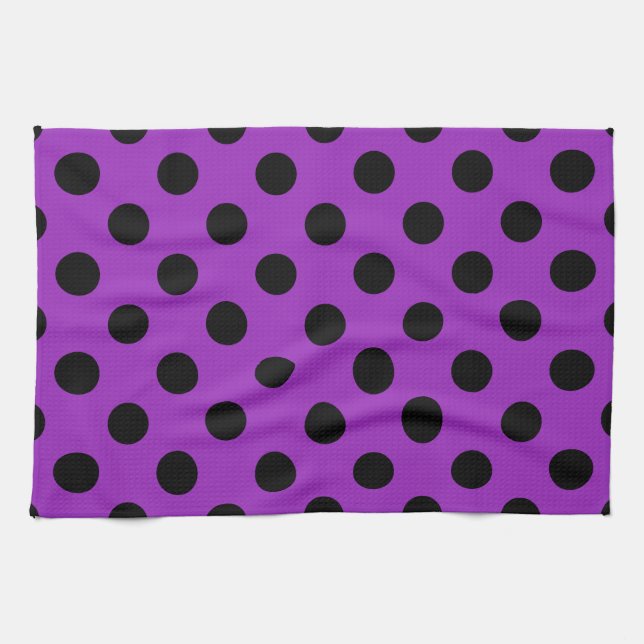 Linge De Cuisine Pois noirs sur violet (Horizontal)
