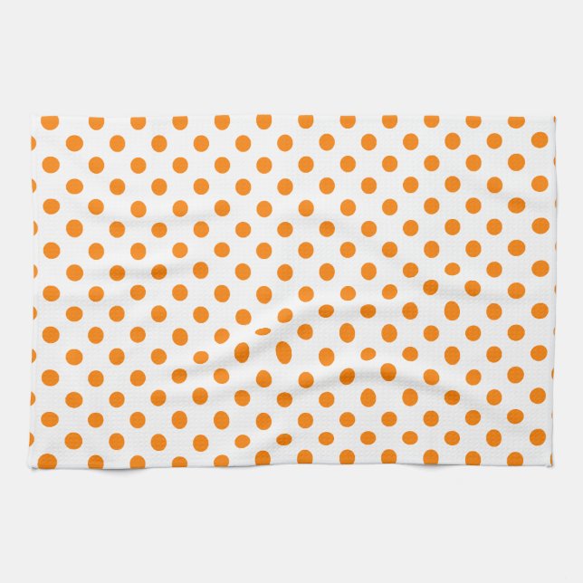 Linge De Cuisine Pois - orange sur le blanc (Horizontal)