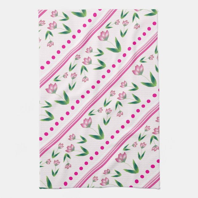 Linge De Cuisine Pois Polka Et Fleurs (Vertical)