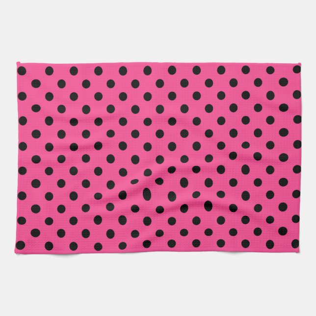 Linge De Cuisine Pois roses et noirs (Horizontal)
