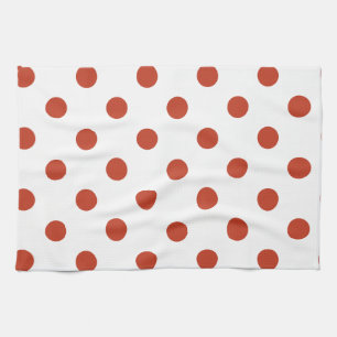 Linge De Cuisine Pois - rouge en pastel foncé sur le blanc