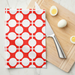 Linge De Cuisine pois rouge et blanc point et chèque motif est fa
