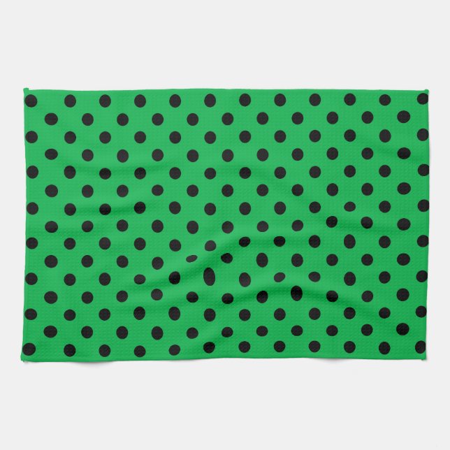 Linge De Cuisine Pois vert et noir (Horizontal)