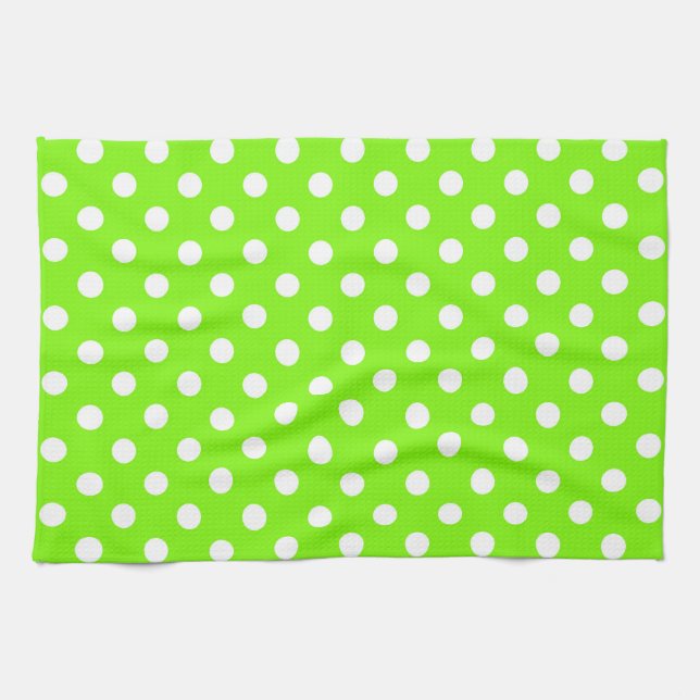 Linge De Cuisine pois verts, blancs et verts (Horizontal)