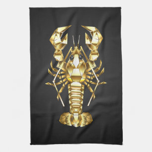 Linge De Cuisine Poisson à langouste polygonale dorée sur noir