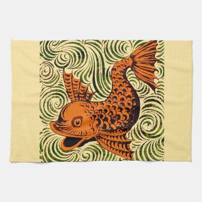 Linge De Cuisine Poisson Antique Carrelage Ancien art (Horizontal)