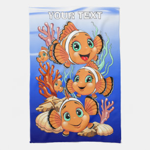 Linge De Cuisine Poisson clown Dessin animé Mignon Famille Sous l'e