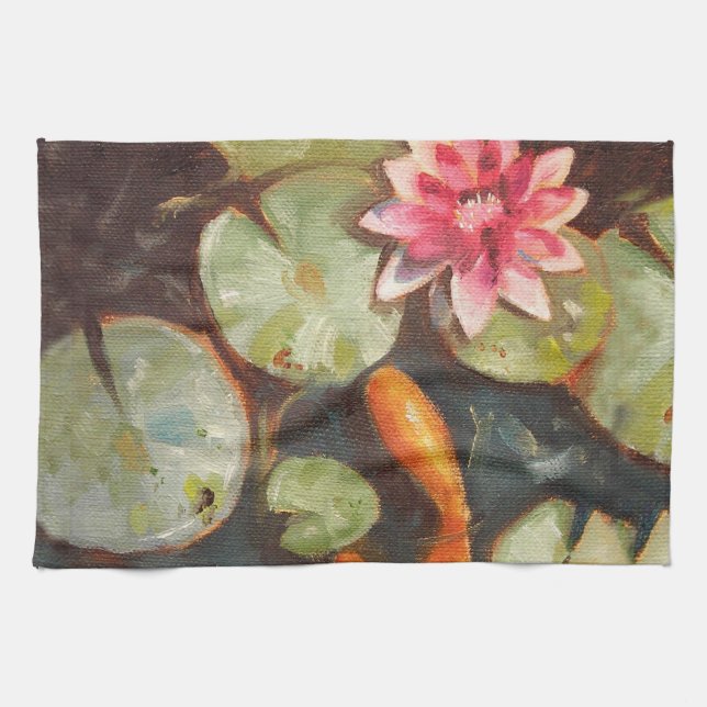 Linge De Cuisine Poisson D'Or Koi Pond Water Lys (Horizontal)