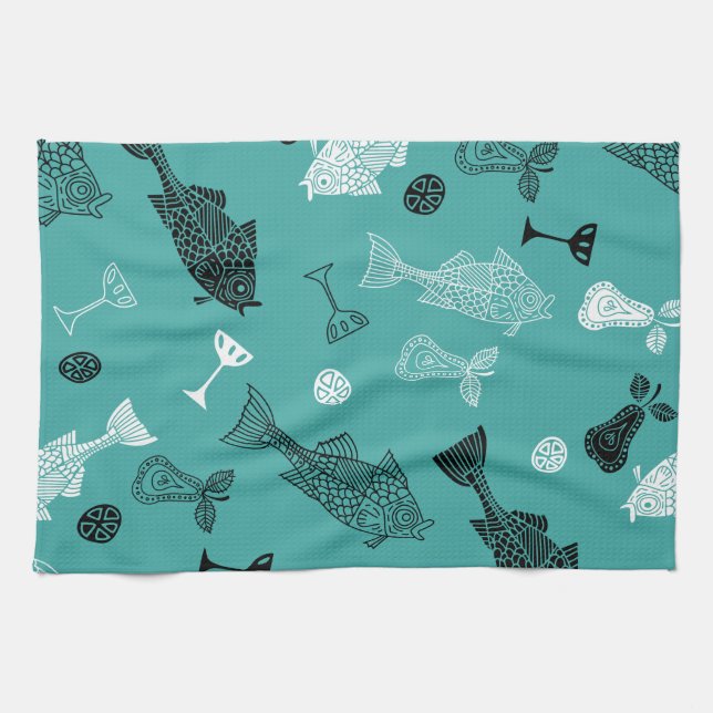 Linge De Cuisine Poisson et fruits (Horizontal)