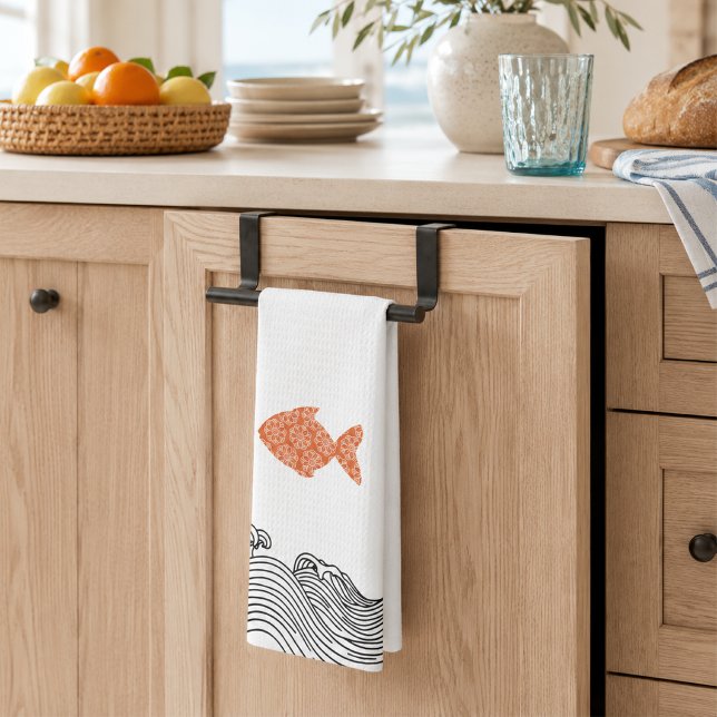 Linge De Cuisine Poisson et vagues côtiers (Créateur téléchargé)