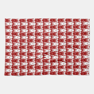 Linge De Cuisine Poisson moderne du milieu du siècle, rouge foncé e