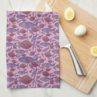 Linge De Cuisine Poisson rose et pourpre