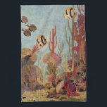 Linge De Cuisine Poissons-anges en corail, poissons tropicaux Vinta<br><div class="desc">Illustration vintage vie marine poisson ange tropical nageant dans un récif corallien. Mettez votre équipement de plongée,  nagez avec le poisson et voyagez sous l'eau jusqu'au fond de la mer bleue profonde !</div>