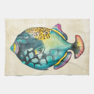 Linge De Cuisine Poissons bleus et pourpres d'aquarium