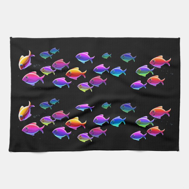 Linge De Cuisine Poissons de natation (Horizontal)