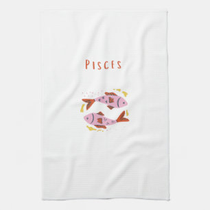 Linge De Cuisine Poissons roses, zodiaque, impression du signe du z