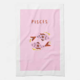 Linge De Cuisine Poissons roses, zodiaque, impression signe du zodi