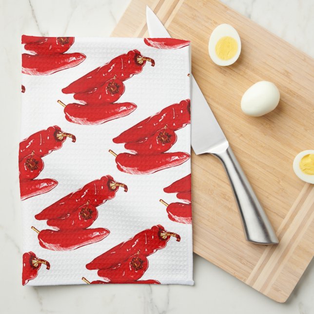 Linge De Cuisine poivrons rouges (Quart Plié)