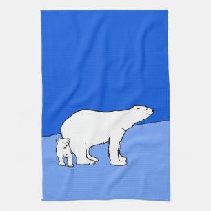 Linge De Cuisine Polar Bear Mom and Cub Peinture - Wildlife Art