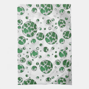 Linge De Cuisine Polis Dot Vache vert et blanc Impression