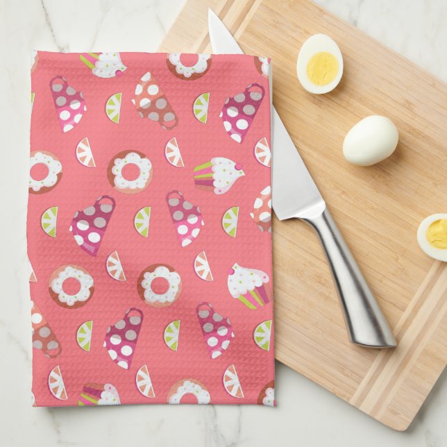 Linge De Cuisine Polka Dot Cups Cakes Donuts Lemons Grappes (Quart Plié)