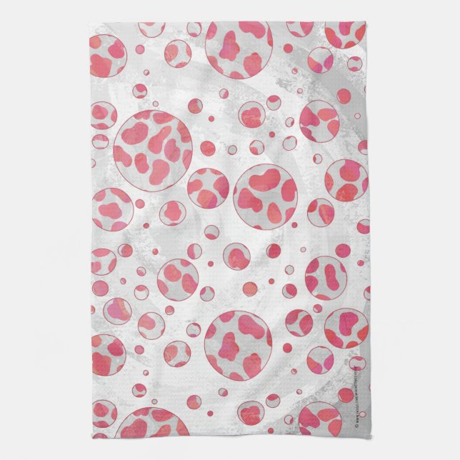 Linge De Cuisine Polka Dot Dalmatie rose et blanc (Vertical)
