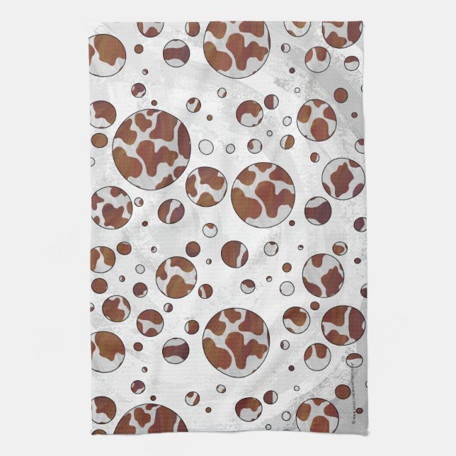Linge De Cuisine Polka Dot Vache Brown et blanche (Vertical)