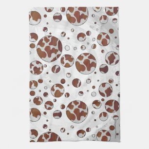 Linge De Cuisine Polka Dot Vache Brown et blanche