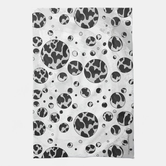 Linge De Cuisine Polka Dot Vache noir et blanc (Vertical)