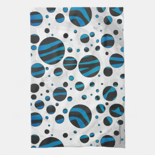 Linge De Cuisine Polka Dot Zebra Motif noir et bleu