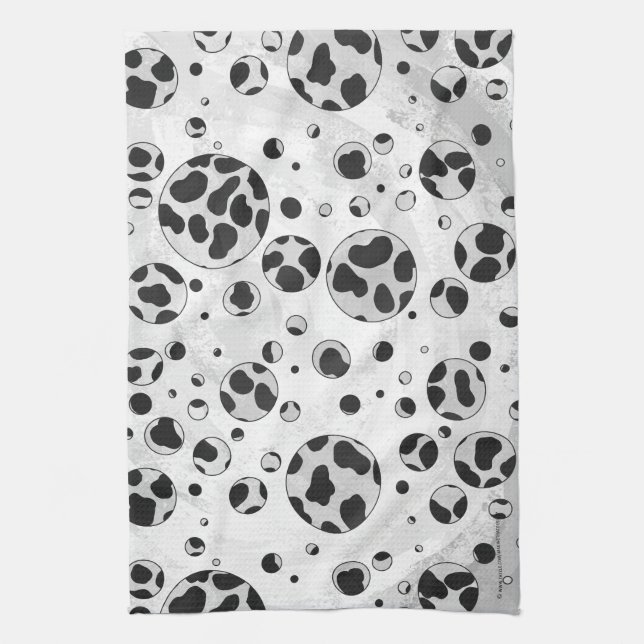 Linge De Cuisine Polka en Dalmatie noir et blanc (Vertical)