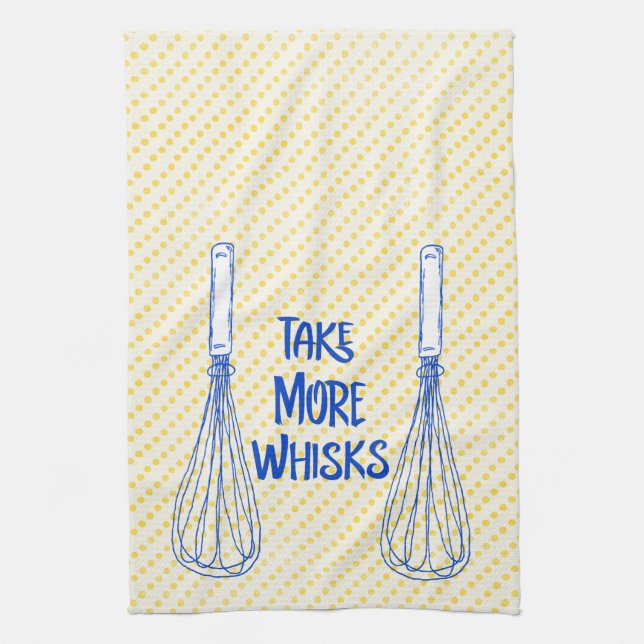 Linge De Cuisine Polka Jaune Point : Prendre Plus De Whisks (Vertical)