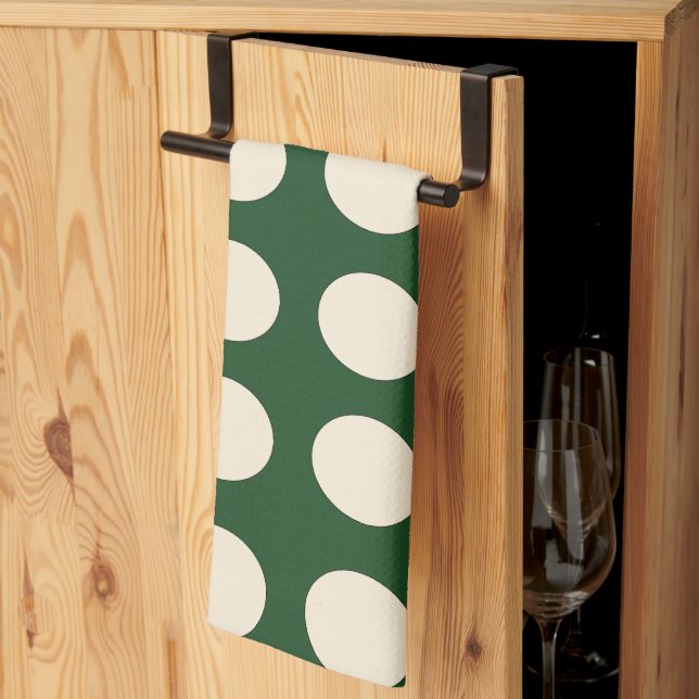 Linge De Cuisine Polka point vert ivoire couleur Polka point (Pliage en tiers)