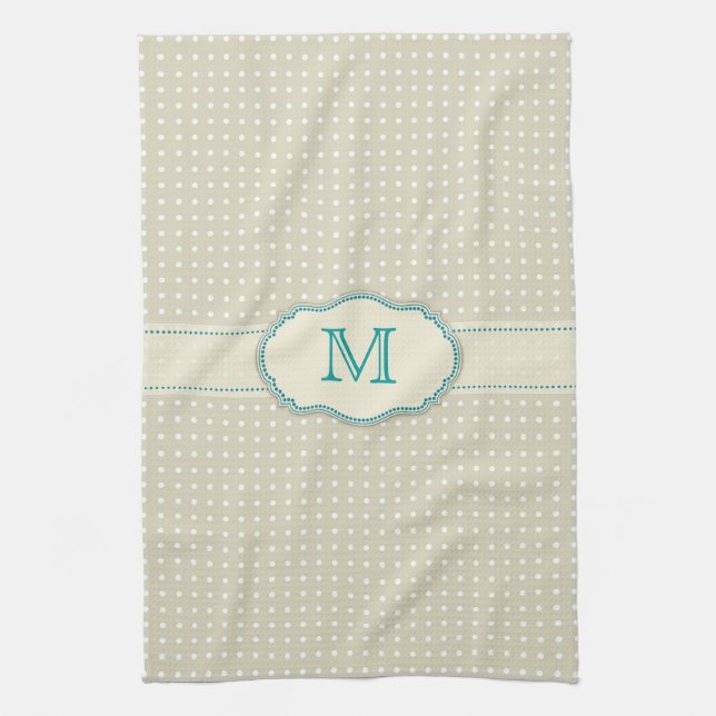 Linge De Cuisine Polkadot Motif-Monogramme (Vertical)