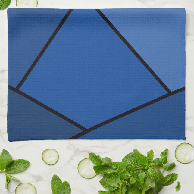 Linge De Cuisine Polygones bleus abstraits (Plié)