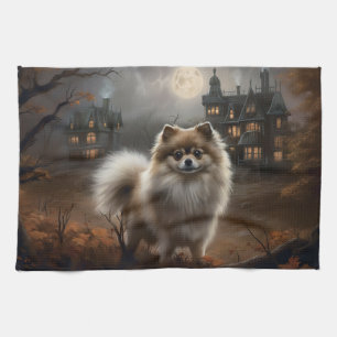Linge De Cuisine Pomeranian Halloween Épouvantable