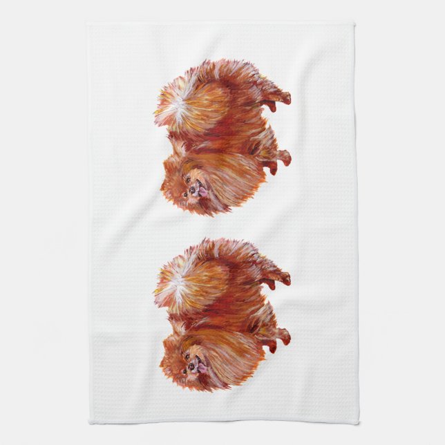 Linge De Cuisine Pomeranian Rouge (Vertical)
