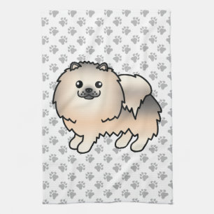 Linge De Cuisine Pomeranian Sable Crème Chien de Dessin Animé Migno