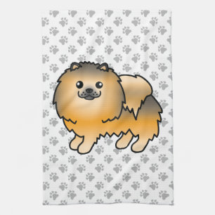 Linge De Cuisine Pomeranian Sable Orange Chien de Dessin Animé Mign