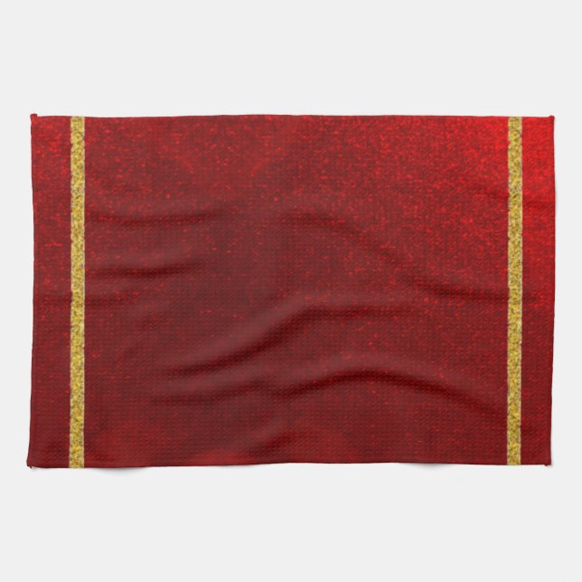 Linge De Cuisine Pommes de Caramel Rouge Or (Horizontal)