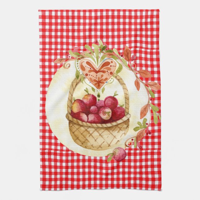 Linge De Cuisine Pommes de la récolte de style campagnard avec Ging (Vertical)