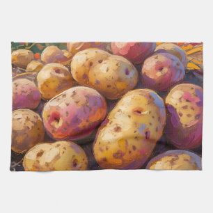 Linge De Cuisine Pommes de terre Colorées Récolte