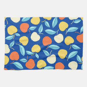 Linge De Cuisine Pommes feuilles, arrière - plan bleu, motif transp