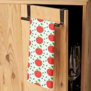 Linge De Cuisine Pommes rouges et feuilles vertes