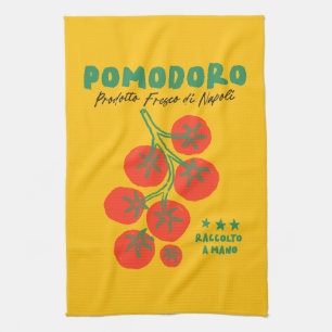 Linge De Cuisine Pomodoro Tomate main tiré italien Vintage