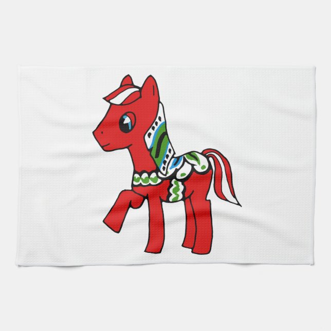 Linge De Cuisine Poney de cheval de Dala (Horizontal)