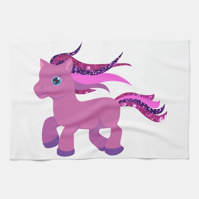 Linge De Cuisine poney pourpre kawaii (Horizontal)
