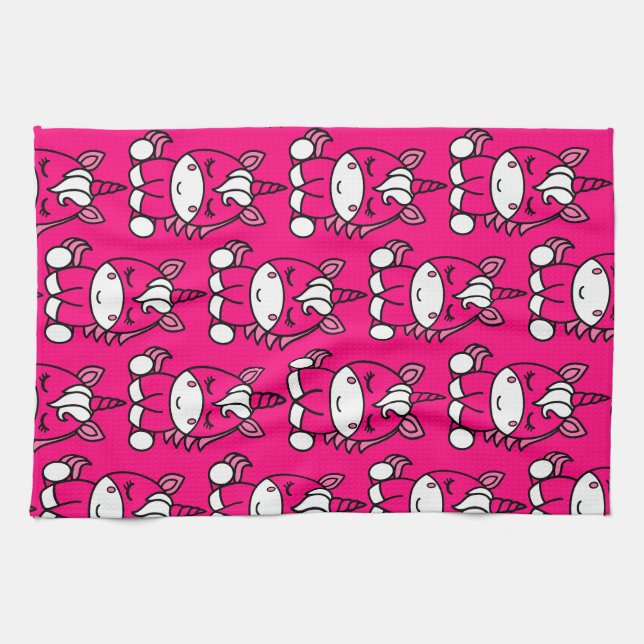 Linge De Cuisine Pony de licorne rose (Horizontal)
