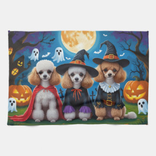 Linge De Cuisine Poodle Chiens Citrouille Halloween drôle