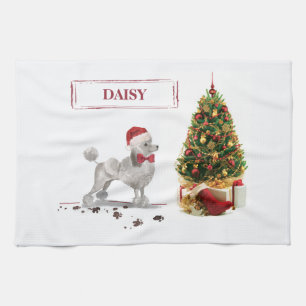 Linge De Cuisine Poodle gris drôle Chien de Noël avec arbre
